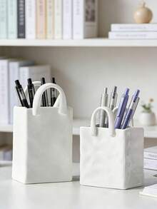 Hộp đựng bút bằng nhựa màu trắng, hộp đựng đồ dùng văn phòng dễ thương - Lý tưởng cho văn phòng, trường học và trang trí nhà cửa, hộp đựng bút quà tặng tốt nghiệp cho sinh viên chắc chắn, phụ kiện bàn làm việc hoàn hảo để giữ bút và chì gọn gàng, quà tặng tri ân nhân viên độc đáo. - trắng - Xem 10