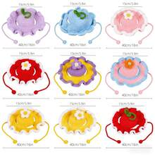 Handmade Knitted Pet Collar & Hat Set, Soft Yarn, Flower Design, Cat & Dog Accessories, Photo Props