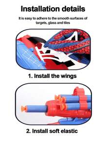 1set Interactive Plastic Hero Web Shooter Toy Set (Includes Glove & Soft Bullets), Cartoon Red & Blue Spider Pattern Wrist-Mounted Shooting Function Cosplay Prop For Kids Halloween Christmas Birthday Party Gift