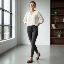 WHDXY 女士优雅米色方头鞋，金属搭扣设计，舒适通勤鞋，适合搭配优雅连衣裙、牛仔裤，日常出行、休闲散步、购物皆宜。