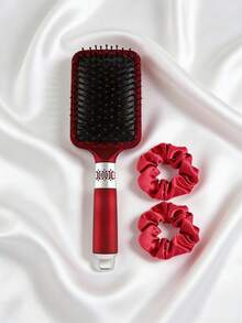 Brodark 5pcs Red Air Cushion Comb Cylinder Brush, Includes 2 Golden Hair Ties, Suitable For Men And Women Daily Use - Red - View 9