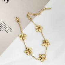 1件时尚简约优雅不锈钢个性化手链，不褪色，高品质，适合女性日常佩戴，送给朋友、女朋友的礼物 - 5瓣花手鍊 - 查看 4