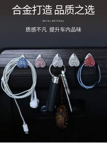 Multi-Purpose Heart-Shaped Crystal Decorative Hooks For Kitchen, Bathroom, Office, Car, Girly Style With Rhinestones