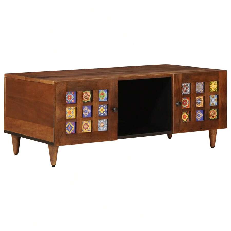 vidaXL Tavolo basso Marron 100 x 54 x 40 cm Bois de mangue massiccio - Castano - Visualizzare 1
