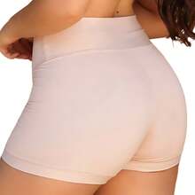 Calcinha Boxer Feminina Shorts Sem Costura Cintura Alta Lisa Segunda Pele Estilo Box Shortinho - Bege - Visão 9