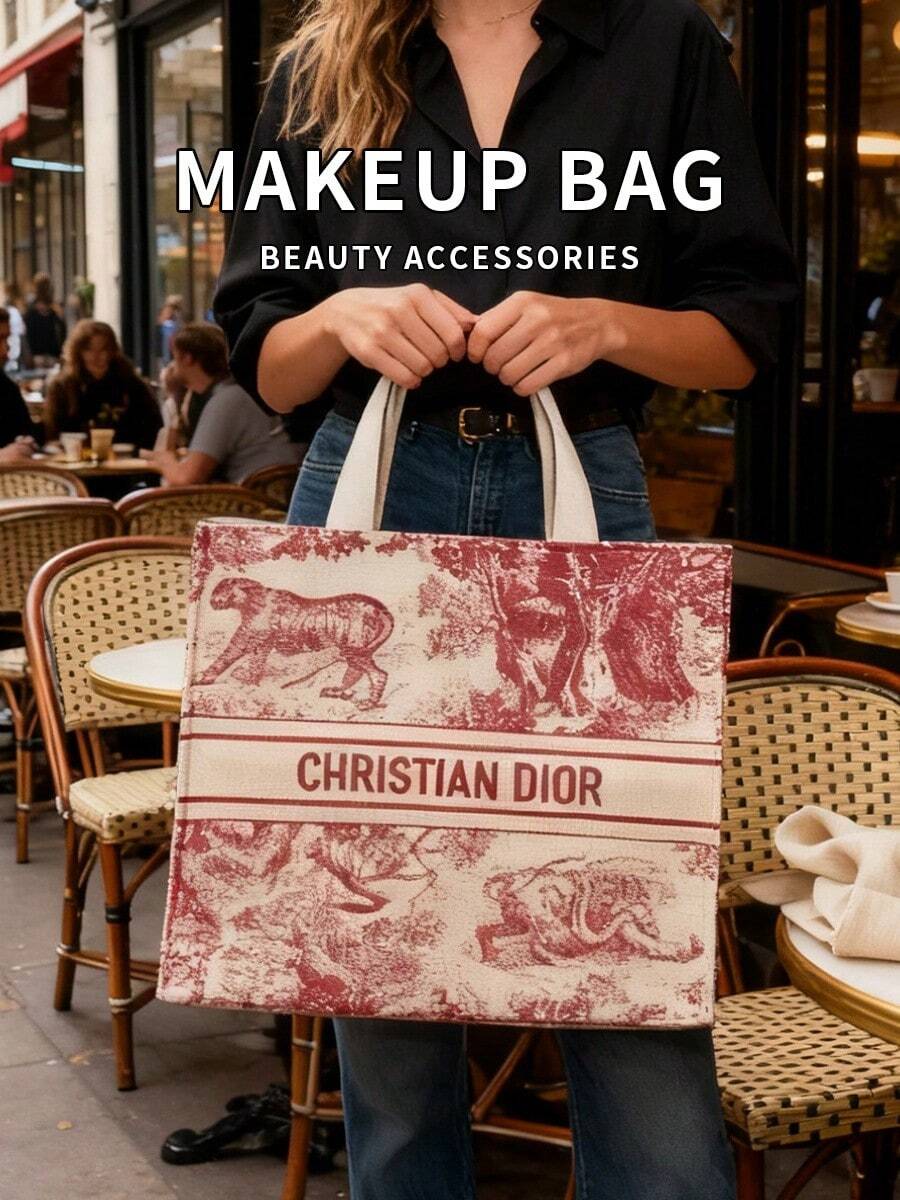 Dior Large Capacity Canvas Tote Bag, Shoulder Bag, Commuter Bag, Travel Portable Bag