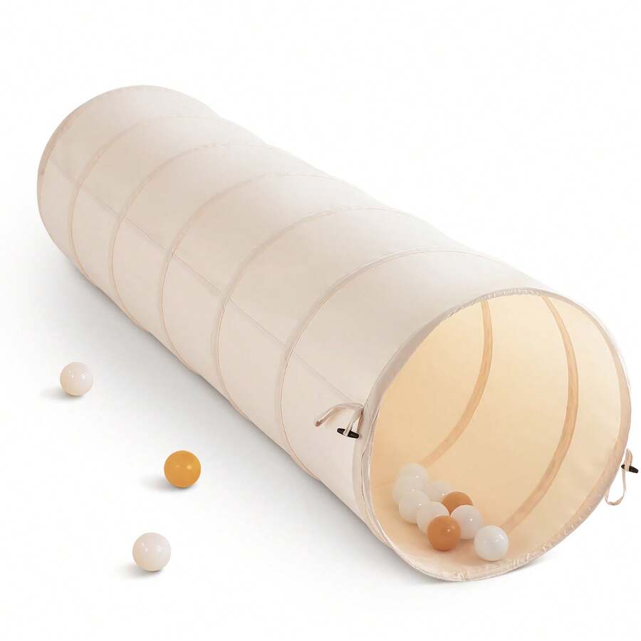 Kids Play Tunnel Play Toys For Toddlers: Pop Up Kids Play Tunnel For Baby, Children Crawl Through Indoor - Collapsible Montessori Sensory Gift For Activity - Lightweight Pet Tunnel For Dogs, Puppy - Beige - Beige - View 1