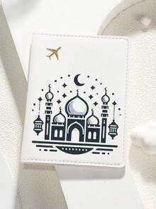 1件装斋月护照套，PU皮革材质，简约护照夹，飞机图案，家庭套装，旅行配件，适合商务旅行、度假旅行、行李袋、旅行包、过夜包，大容量耐用，旅行收纳整理，邮轮旅行必备，度假必备，男女皆宜，旅行必备，假日必备，旅行必备。 - 彩色 - 查看 5