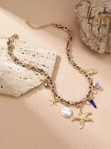 1件 女孩花朵、珍珠、海星沙滩/海洋主题珍珠海星吊坠项链 - 彩色 - 查看 12