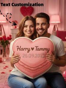 1个定制照片抱枕，个性化靠垫，可定制趣味图案，双面3D抱枕，适合送给爸爸/妈妈/家人/她/他/女朋友/男朋友，情侣生日礼物，家居装饰，定制靠垫，圣诞礼物 - 愛心 - 查看 8