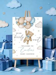 Poster chào mừng hình gấu bông tùy chỉnh, Poster chào mừng tiệc mừng bé trai "Chúng tôi rất háo hức", Khinh khí cầu màu xanh dương, Biển chào mừng tiệc mừng bé hình gấu và bóng bay, Trang trí phòng trẻ em, Trang trí ngày Valentine (Không khung) - Nhiều màu - Xem 7