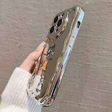 トライクキャット電気メッキクリームウェーブパターン 17、16、15、14、13、12、11、Pro Max、Plus、Air電話でケース - シルバー - チェックする 6