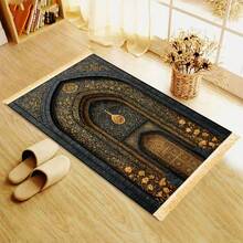 1pc Luxury Thick Fringe Prayer Mat - Non-Slip, Foldable, Machine Washable, Suitable For Islamic Prayer At Home, Entrance, And Living Room - Multicolor - View 5