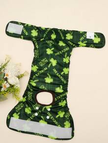 1件装三叶草印花狗狗尿布，可水洗，有小号/中号/大号可选，可重复使用，适合高温环境或幼犬。（圣帕特里克节特惠） - 彩色 - 查看 5