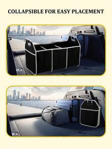 صندوق تخزين للصندوق الخلفي للسيارة كبير الحجم قابل للطي مع 3 حجرات، منظم مقعد السيارة المنزلي، صندوق تخزين متعدد الوظائف للسيارات الرياضية/الشاحنات/الفان، أكياس منظم السيارة، اكسسوارات السيارة، لجعل سيارتك أكثر نظافة - A - مشاهدة 3