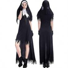Costume d'Halloween effrayant de nonne zombie pour adultes. Uniforme confortable et décoratif thématique pour les fêtes de costume. La tenue parfaite pour la Saint-Valentin et le carnaval - Multicolore - Voir 2