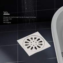 Galvanized Copper And Stainless Steel Bathroom Drain: Insect Prevention, Fast Drainage, Ideal For Washing Machines. - Silver - View 2