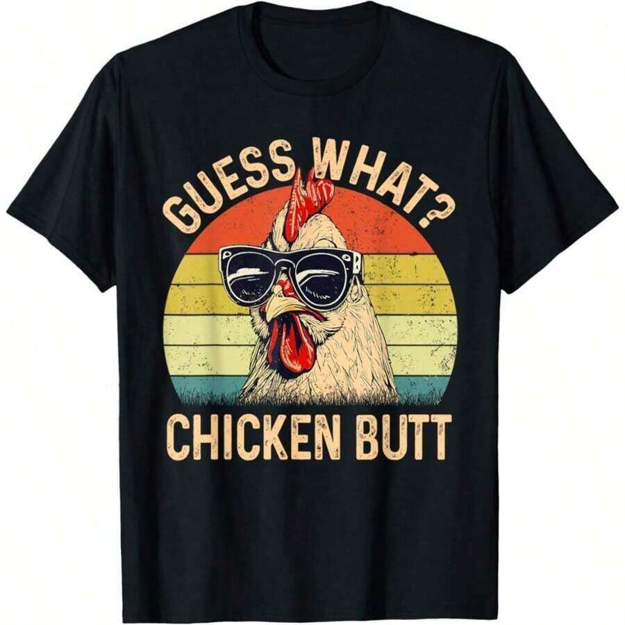 A Rooster Wearing Sunglasses, A Fun And Funny Patterned T-Shirt, Soft And Comfortable, Fashionable And Casual, Suitable For Daily Wear In Spring, Summer And Autumn, Is An Ideal Gift For Boys - Black - View 1