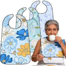 CYPN3 Pack Baberos para Adultos Mujer Baberos para Adultos con Recogedor de Migas para Proteger La Ropa de Ls Manchas de Comida Impermeables y lavables para Residencias de Ancianos Hospitales etc.Fashion - 219747190 - Ver 9