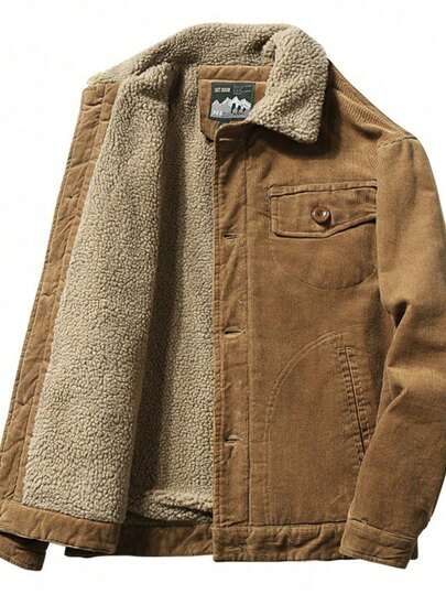 Abrigo acolchado de pana de cuello alto para hombre, invierno, diseño casual y cálido, chaqueta de moda