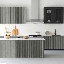 1片复古灰色网格可移除壁纸，防水自粘，家居装饰，房间背景，厨房装修壁纸 - 灰色 - 查看 3