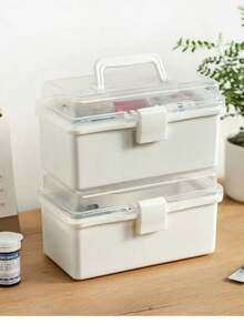 1个大容量家用药柜，3层分隔药柜，便携式家用急救箱，防潮防尘，圆形便携提手，适用于药盒和药瓶，适用于卧室、客厅、宿舍等空间。 - 彩色 - 查看 2