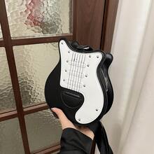 1pc Fashion Guitar Shaped Crossbody Bag | Versatile Colorblock, Adjustable Shoulder Strap Sling Bag | Polyester Lining | Zipper Closure - Multicolor - View 12