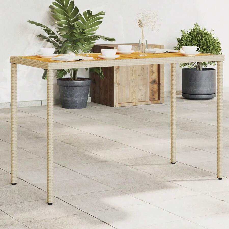 vidaXL Mesa de jardín con tapa y madera de acacia beige 115x54x74 cm - Beis - Ver 1