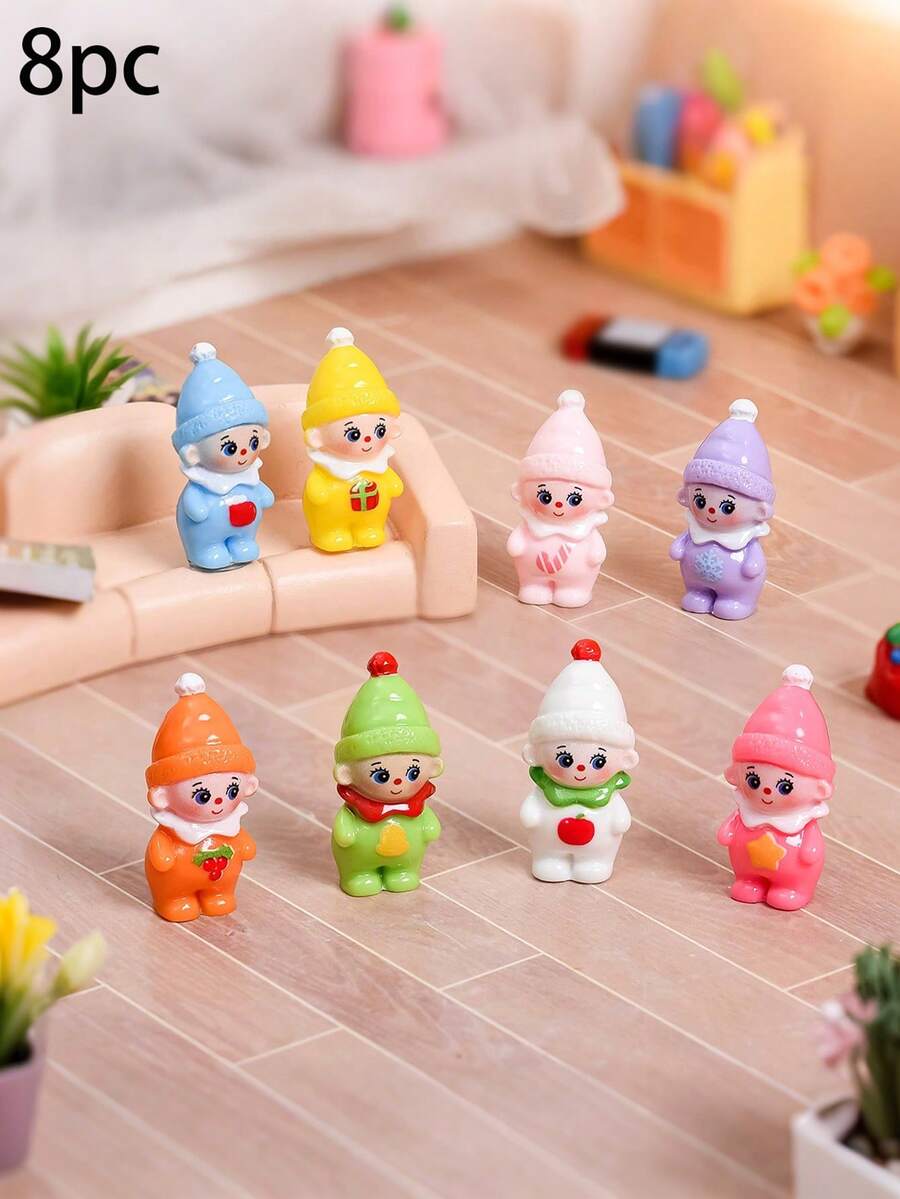 8件套可爱精灵桌面摆件：精美的房间装饰和微景观创意配件，愿这套可爱的摆件为您的书桌、办公室或家居空间带来欢乐和日常小确幸，营造温馨的生活氛围。 - 彩色 - 查看 1