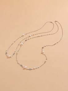 2pcs/Set Bohemian Style CCB Faux Pearl Hollow Geometric Women Fashion Necklace, Elegant Luxury Casual Daily, Party, Couple Date, Vacation, Women's Festival Birthday Versatile Charm Jewelry Gift - Necklace - View 9