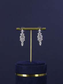 5pcs Luxury Series Geometric Design Bridal Wedding Jewelry Set, Plated White Gold, Suitable For Daily Wedding Wear, Wedding Anniversary Gift (Comes With Gift Box) - Geometric Bridal Set - View 6