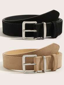 1/4pcs Fashion Waist Belt With Silver Buckle, Velvet Decorated Waistband, Suitable For Dresses And Pants, Solid Color Elegant Ladies Belt, Casual Commuting Waist Accessory, Collegiate Style, Suitable As A Gift - Multicolor - View 4