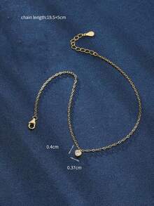 1pc S925 Sterling Silver Romantic Single Heart Cubic Zirconia Inlaid Anklet, Versatile & Elegant Everyday Wear, Heart-Shaped Anklet Gift - Love - View 6