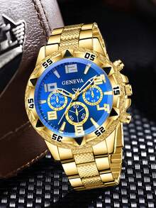 4pcs/Set Men's Multi-Color Stainless Steel Strap Quartz Watch Combination Set, Business Retro Classic Three-Eye Dial, Suitable For Daily Wear, Decoration Or As Holiday Gift For Friends And Fathers - Multicolor - View 2