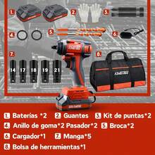 Llave De Impacto Inalámbrica Electrica 20v  1/2" 600 Nm - Naranja - Ver 2