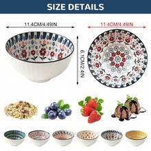 Set Of 6 Japanese Style Ceramic Rice Bowls With Gift Box, Bowls For Soup, Dessert, Ice Cream & Snacks, Kitchen & Christmas Gift For Women - 彩色 - 查看 2