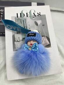 鲜艳的色彩，奢华柔软的毛绒，可爱的睡觉毛绒娃娃钥匙扣吊坠，是背包或汽车钥匙汽车配件包饰背包学校的理想礼物