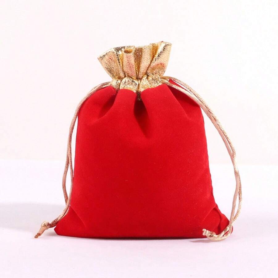 10pcs Gold Drawstring Pouches - Elegant Wedding Party Favor Bags, Candy Gift Boxes, Jewelry Storage Bags, Suitable For Weddings, Birthdays And Special Occasions. Luxury Gift Bags Adorned With Fashionable Gold Details. - Multicolor - View 1