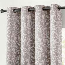 Jinchan Blackout Curtains For Bedroom, Taupe Grey Scroll Floral Patterned Curtains 108 Inch Length For Living Room, Vintage Art Deco Drapes, Thermal Insulated Window Curtains Grommet 2 Panels - ColorC - 查看 1