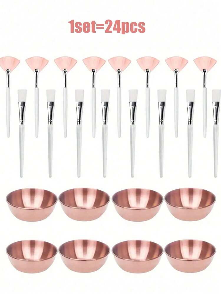 2/3/6/15/24/36/60pcs Rose Gold Facial Mask Brush Set, Multiple Combinations Available - Includes 4 Fan Brushes And 4 Bowls, Nylon Bristles, Suitable For Skincare, Facial Care And Makeup - Elegant Rose Gold Design, Suitable For All Light Skin Tones, Skincare Tools, Fashionable Brush Design, Brushes, Makeup Bowls, Makeup Brushes, Makeup Sets, Fan Brushes, Highlighter Brushes, Makeup Brushes, Facial Devices, Makeup, Powder Brushes, Beauty Brushes, Makeup Brushes, Facial Care Brushes, Brush Pens, Mask Brushes, Mask Applicators - Multicolor - View 17