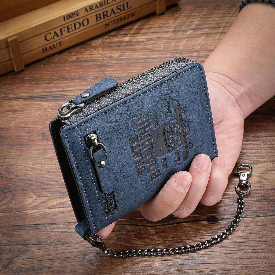 1 buah Dompet Resleting Multifungsi Gaya Vintage Baru, Tempat Kartu Serbaguna, Hadiah untuk Pria Muda, Dompet Mini Pria, Dompet Kulit Kecil, Gantungan Kunci, Hadiah untuk Pria.