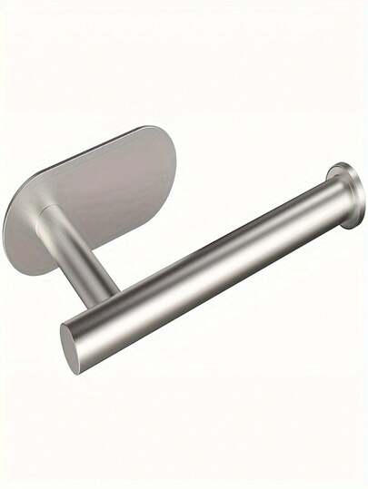 1pc Punch-Free Kitchen Paper Towel Holder, Stainless Steel Holder, Bathroom Tissue Holder, Fresh-Keeping Film Roll Holder, Roll Paper Storage Rack, Wall Mounted Towel Bar, Kitchen And Bathroom Accessories