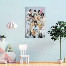Framed Stray KPOP Boy Group Poster Canvas Wall Art Wall Hanging Birthday Party Background Banner For Living Room Bedroom Dorm Decoration - Multicolor - View 4