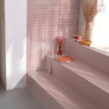 2D Flat Non-3D Self-Adhesive Light Pink Herringbone Style Wall Tiles, Suitable For Bathroom And Kitchen - 1/10/30pcs (Size: 12" * 12"), Waterproof, Oil-Proof, Splash-Proof. Suitable For Kitchen, Bathroom, Rental Unit Renovation, Washroom And Other Indoor Space Wall Decoration. - Baby Pink - View 4