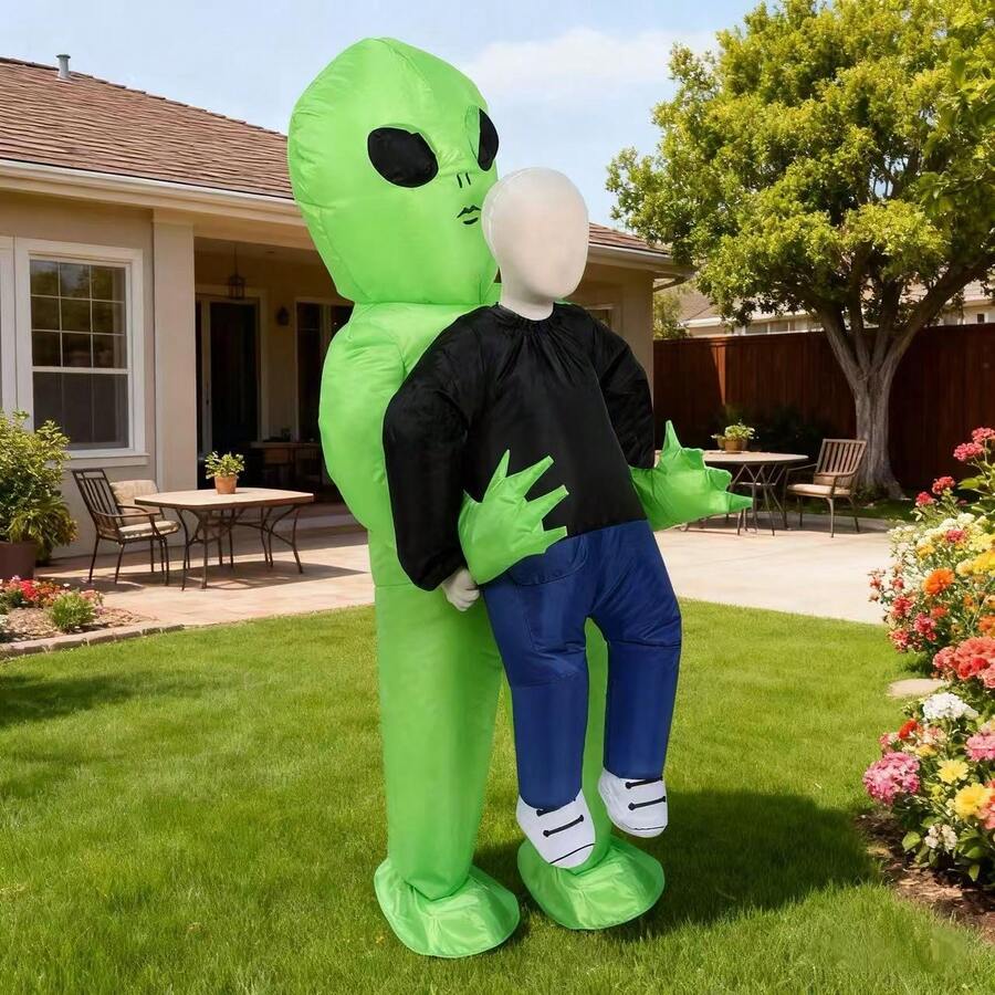 Inflatable Alien Costume For Kids Funny Blow Up Alien Carrying Costume For Halloween Cosplay,Halloween Costumes, Decoration - 綠色 - 查看 1
