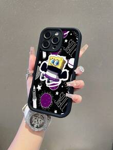 1pc Fashionable Creative Rocket & Starry Spongebob Cartoon Painted Pattern Shock-Proof Phone Case Cover Compatible With Samsung/Apple 17/16/15/14/13/12/11 Pro Max/12 Pro/14 Plus And Other Models - Multicolor - View 4