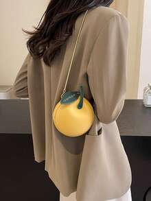 Explosive Mini Chain Bag, Cartoon, Apple Creative, Strange, Bright Face, Sense Of Quality, One Shoulder Crossbody, New Small Round Bag, Compact, Portable, All-Matching, Commuting Out Of The Street - Multicolor - View 5