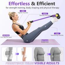Banda de resistencia con pedal y mango, moda suave y duradera con 6 cuerdas de tensión engrosadas, dispositivo de resistencia con pedal para abdomen, cintura, brazo, pierna, núcleo/ABS - Negro y morado - Ver 6