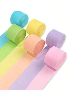 Crepe Paper Ribbons, Colorful Pastel Ribbons, Party Decorations, Suitable For Birthday Party, Wedding, Bachelorette Party, Rainbow Party, Multicolor Party, Can Be Used For Table Decor And Celebrations, Party Backdrop - Multicolor - View 1