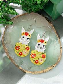 1 Pair Of Acrylic Easter Cute Rabbit, Egg And Chicken Earrings, Suitable For Ladies To Wear At Holiday Parties And As Holiday Gifts - Multicolor 2 - View 19